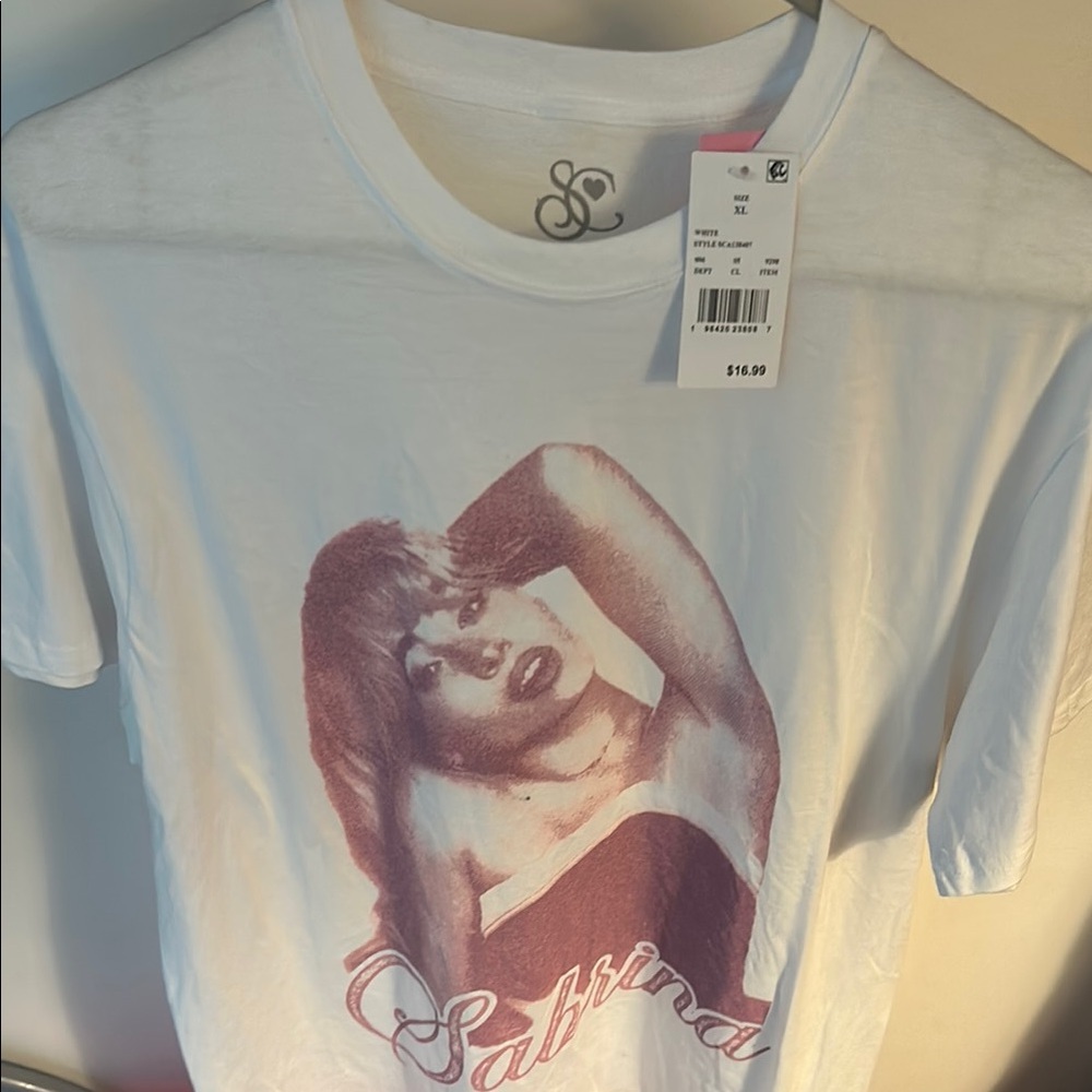 Sabrina White and Pink Graphic Tee